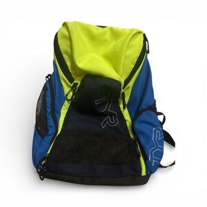 TYR Neon Yellow and Blue Backpack TYR Alliance 30L Backpack blue and neon yellow